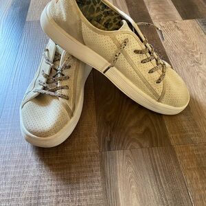 Hey Dude Women's Beige Perforated Slip-On Sneakers